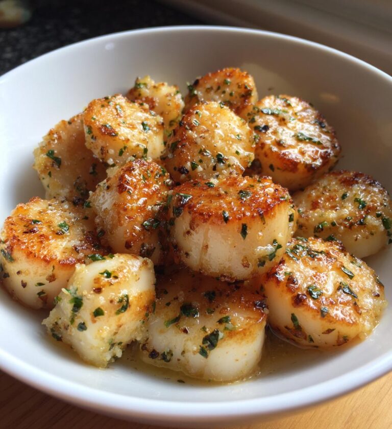 air fryer garlic butter scallops for summer dinner